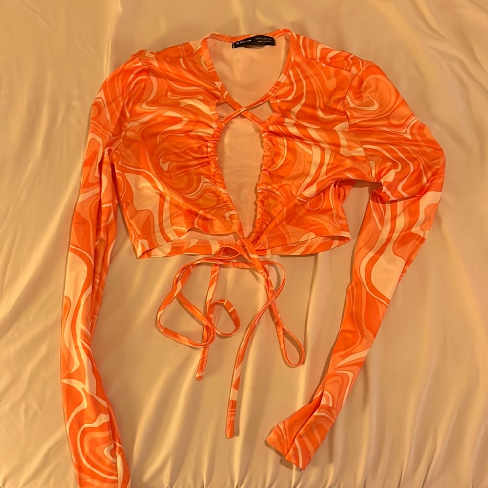 Orange and white crop top